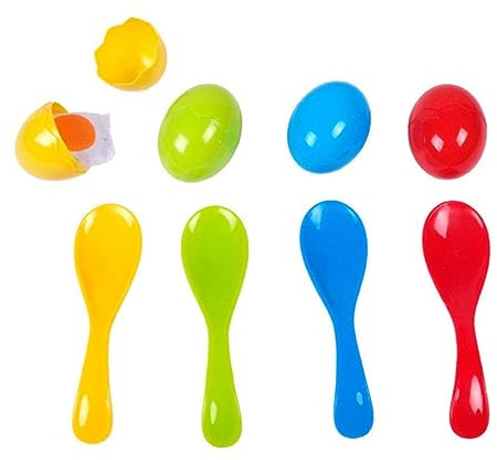 BRIGHTFUFU 8Pcs Balance Egg Spoon Race Kit for Outdoor Games Includes Eggs Spoons Promotes Cooperation and Physical Activity