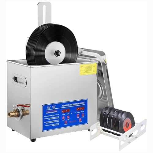 Ultraljudsrengöring for vinylskivor, 6,5 l automatiskt roterande dubbelsidig rengöringsmaskin for lp-skivor, professionell ultraljudsrengöring for skivor, 0~30 min tid, 0-80 ℃ temperaturjusterbart