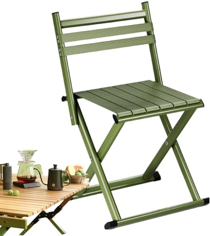 Robuster Klappstuhl – Outdoor-Terrassen-Esszimmerstühle | Tragbare Metall-Klappbank – gepolsterter Sitz, faltbarer Stuhl für den Außenbereich, zusammenklappbare Außenmöbel, Terrasse, Esszimmerstühle