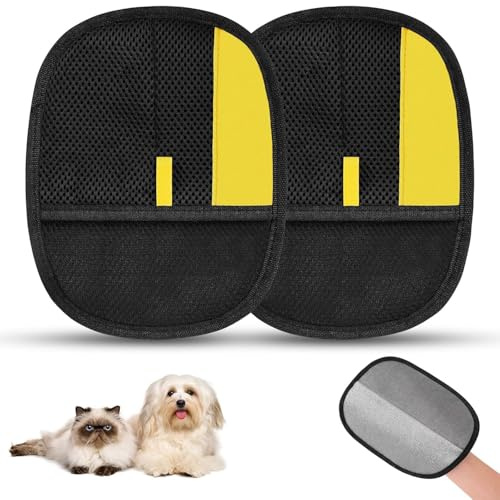 Lot de 2 gants de toilettage pour chien et chat - Double face - Réutilisables - Électrostatiques