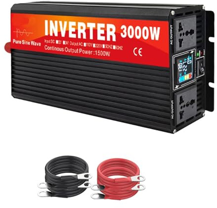 HYZHANHONG 60v to110v 60hz,Convertisseur de Puissance Mobile 1500 W, onduleur sinusoïdal Pur Portable Domestique, 12 V CC 24 V 48 V60 V 72 V CA vers 110 V, 220 V CA, Puissance de crête 3000 W