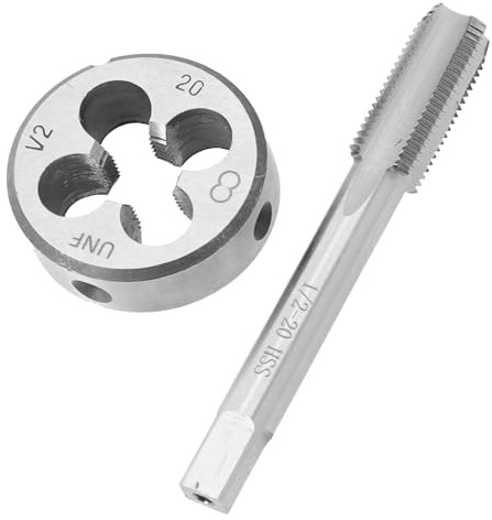 PFXNGMS Juego de 2 machos y terrajas para máquina de Mano Derecha de 1/2-20 UNF, HSS, Rosca métrica, para Taladro y terraja.