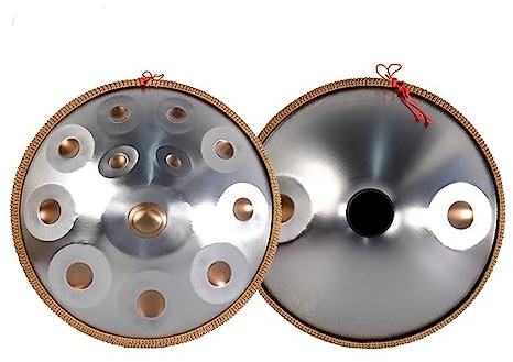 Handpan Drum 55,9 cm (22 Zoll) 14 Noten 440 Hz/432 Hz Schlaginstrument aus Stahl mit Tragetasche für professionelle Performance, Silber