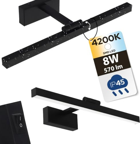 LED Spiegelleuchte für Bad – Wasserdicht Badezimmer Lampe Schwarz