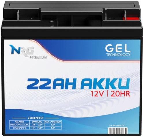 NRG Akku 12V 22Ah GEL Blei-Akku wiederaufladbar ersetzt 20Ah 21Ah 18Ah 19Ah