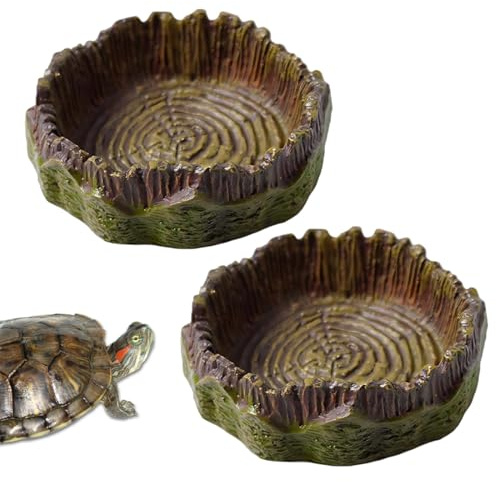 GNALIA Terrario Per Rettili 2 Pezzi, Ciotole Acqua E Alimentazione Per Tartarughe 11.5Cm Giallo, Accessori Per Serpente E Geco