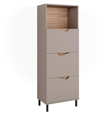 Vicco Kommode Marelle, Grau, 60 x 169.5 cm | mit 4 Fächern, zur Aufbewahrung von Kleidung und Haushaltsgegenständen