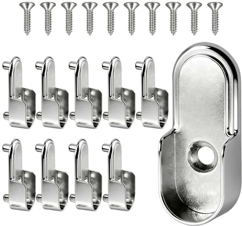 10 Stücke Kleiderstangen Halterung Schrank für Schrankrohrlager mit 10 Schrauben, Robuste Metall Kleiderstangenhalter, für Ovale Kleiderschränke Stangenhalterung
