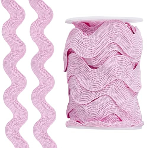 GORGECRAFT 9 m Wellenband 2cm Breit Zackenlitze Wellen Biege Und Fransenborte Zickzack Gebogenes Gewebtes Flechtband Spitzenband Zum Nähen von Kleidung Kleidern Kissen Kostümen Dekoration Perlmuttrosa