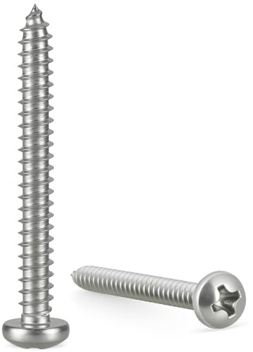 Krysay #8 x 2 Inch Pan Head Wood Screws, Phillips Drive, Stainless Steel 304 (18-8),Self Tapping for Wood, Sheet Metal Screws (60Pcs)