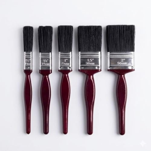 5pc Paint Brush Set | Smooth Painting and Decorating Brushes Durable Bristles for Walls, Wood, Furniture and Doors | Indoor and Outdoor Use | Easy Grip Handle Brush