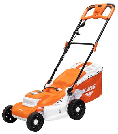 RURIS RXE1800 Confort - Cortacésped eléctrico (1800 W, Ancho 400 mm, 7 Alturas 25-75 mm, 3 Funciones Mulching Bandeja 40 L, Almacenamiento Vertical, asa de Espuma Confort Pro