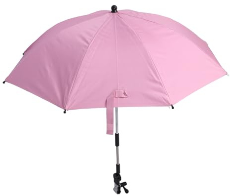 RiToEasysports Barnvagnsparasol med 360° Justerbart Klipp (Rosa) | Regnskydd Solskydd, Universell Passform för Barnvagnar och Trehjulingar, Lättviktig Bärbar Design