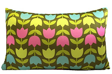 COVERBAGBCN- Entspannendes Anti-Stress-Quadratkissen | Linderung für Hals- und Lendenwirbel | Füllung mit kleinen, komfortablen Kügelchen | Weiches Lycra-Gewebe | Maschinenwaschbar | 36x25cm (Tulpen)