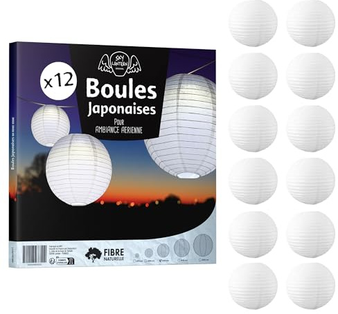SKYLANTERN 12 x Papierlaterne 30 cm weiß – Papierkugel 30 cm (12 Zoll) Typ japanische Laterne, für Dekoration Hochzeit – 12 Stück – das Must-Have aus der Reihe Lampions Papier
