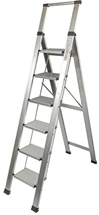 Homelux Scala Pieghevole in Alluminio - Scala a 6 Gradini, Pieghevole e Professionale - Fino a 150 kg