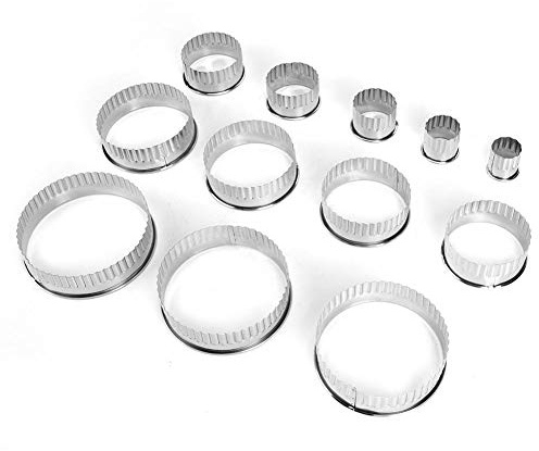 Fdit DIY Runde Keks Ausstecher Set 12 Stück Messerkreis Ausstecher für Donut und Scone Cookie Schablone und Cutter Set Edelstahl Kreis Fondantformen MEHRWEG VERPAKUNG