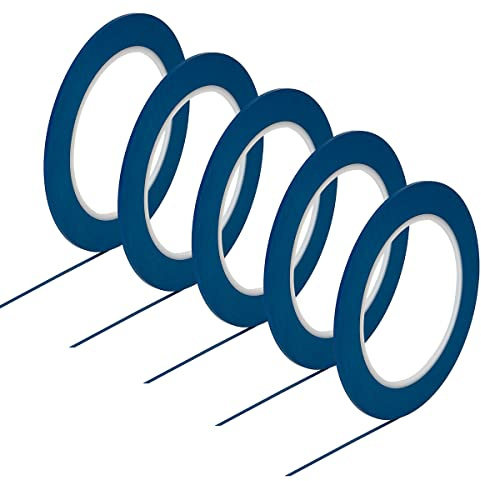 JINBING Vinyl Fine Line Fineline Automotive Pinstriping Masking Tape Painter Tape for Curves Blue (2mm 5Roll)