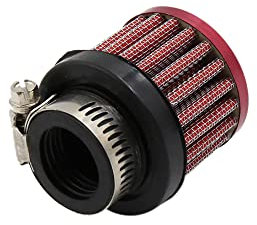 A ABSOPRO Moto Carburador 26mm Entrada Aire Filtro Admisión Limpiador Metal Rojo
