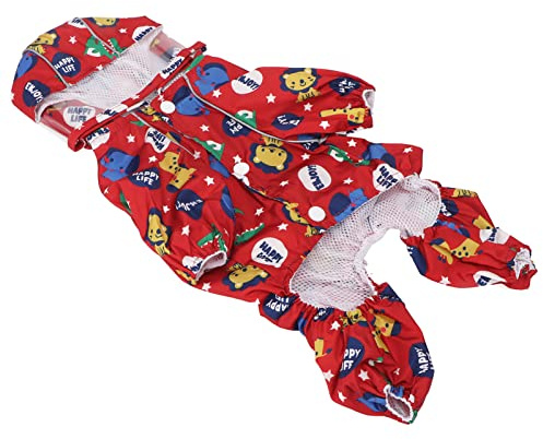 GLOGLOW Hunde-Regenmantel mit Kapuze, Bequeme Haustier-Regenjacke, Reflektierendes, Niedliches, Wasserdichtes 4-Bein-Design für die Meisten Hunde (L)