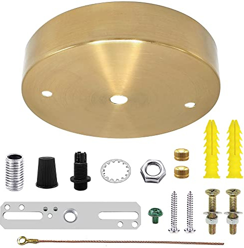 ECUDIS Pendant Light Canopy Kit, 4.7 Inches Ceiling Light Fixture Cover Plate with Mounting Hardware for Chandelier, Lighting Canopy (Gold)
