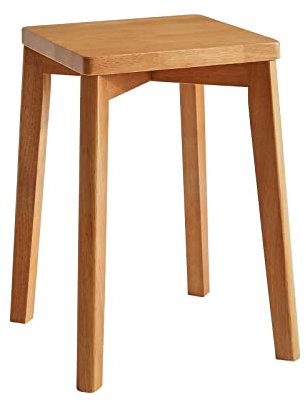 Aibiju Square Wooden Stool, Dressing Table Stool, Solid Wood Makeup stool, Kids Small Table, Perfect Size for your Living Room, Bedroom (Natural, 1 Piece),YDEU-1502