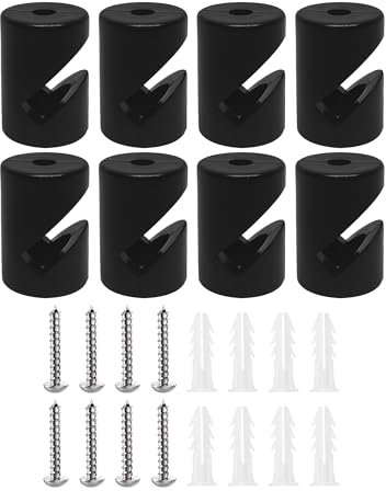 smartect Wand- und Deckenpins für Textilkabel [8 Stück, Schwarz] Deckenbefestigung mit Schrauben und Dübeln, Affenschaukel Aufputz-Kabelhalter für eigenes DIY Projekt