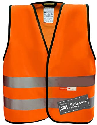 Tomamu Gilet ad alta visibilità per bambini - Gilet rifrangente con chiusura a strappo - Realizzato con materiale rifrangente 3M