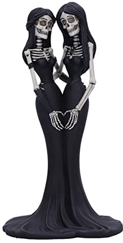 Nemesis Now Eternal Sisters Dekofigur aus Kunstharz, 24 cm, Gothic-Hochzeitsgeschenk, Skelett-Schwestern, aus feinstem Kunstharz, handbemalt, Schwarz und Weiß