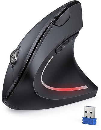 TECKNET Wireless Vertical Ergonomic Mouse, 4800 DPI 5 Buttons Wireless Optical Mouse, 2.4G USB Vertical Ergonomic Optical Mouse Wireless for Windows and Mac OS