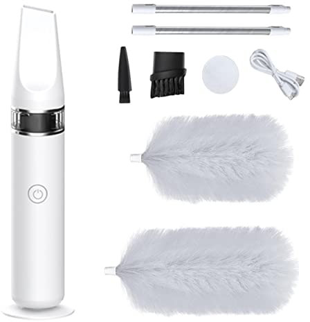 fanelod Spin Duster Set, 1200mA Spin Feather Duster regolabile, senza fili con 2 teste, spolverino elettrico Spagna, spolverino automatico a 360° per la pulizia