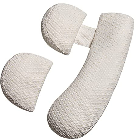 GKXLH Pregnancy Pillow - Pregnancy Pillows for Sleeping Support for Back, Hips, Legs, Soft Maternity Pillow for Pregnant Women Detachable and Adjustable Double Wedge with Cover (White, Large)