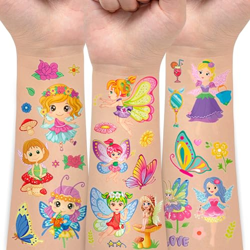 120 Stile Schmetterling Tattoos für Kinder, Fee Aufkleber Tattoos für Schmetterling Geburtstagsdekorationen, Mädchen Strumpfhalter Schmetterling Spielzeug Fee (20 Blätter)