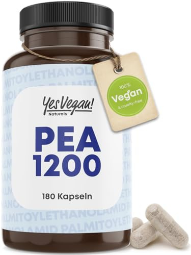 PEA Kapseln 1200 mg (180 Kapseln) - 1200mg Palmitoylethanolamid pro Portion - laborgeprüft - Vegan - hochdosiert