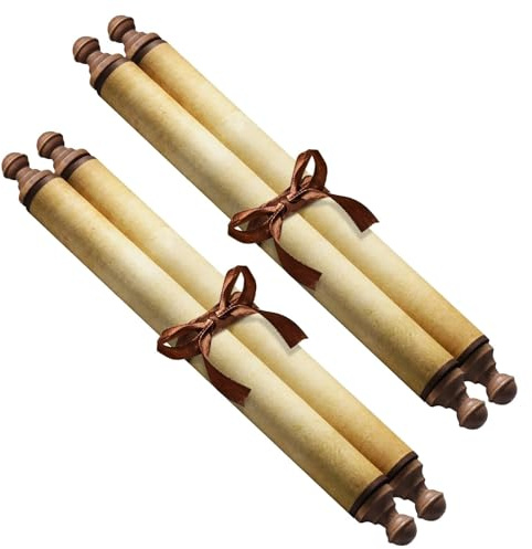 Makevivi 2 Stück Blanko-Schriftrollen-Papier mit Holzstäben, für Ungezogen-oder-Brav-Liste, Schreiben, Hochzeitsgelübde, Einladung, Liebesbrief, Cosplay-Requisite, Renaissance, 18,0 x 80,0 cm (Stil 2)