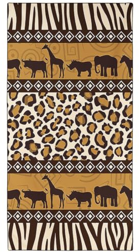 YISUMEI Mikrofaser Strandtuch XXL, Strandhandtuch Leicht Strandtücher Schnelltrocknend, Vintage Afrikanische Tiere Druck, 180 x 90 cm