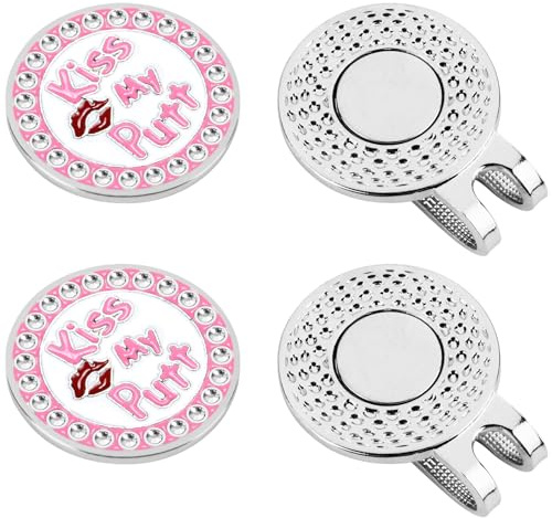Cosmos Lot de 2 marqueurs de balle de golf avec clips pour chapeau de balle de golf, aide à l'entraînement et à la pratique du golfeur (KISS PUTT)