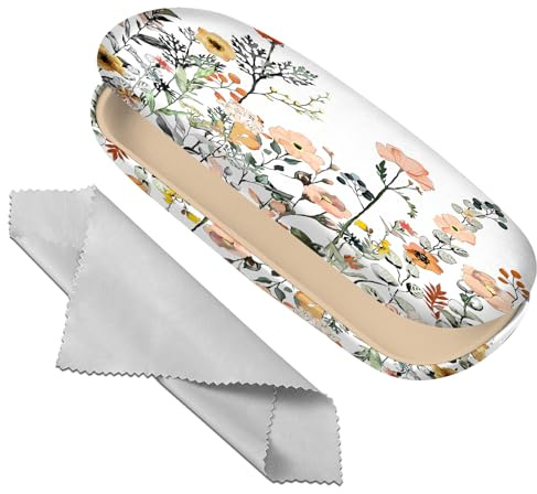 Deokke Brillenetui, Hartschale, Brillen-Schutzhülle, Brillenhalter-Box mit Reinigungstuch für Damen und Herren, niedlich