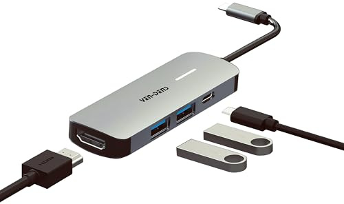 VEN-DENS USB Hub 4 in 1 Multiport Adapter, 4K HDMI, Dual USB 3.0 Ports, 100W PD USB-C Docking Station, High-Speed Transmission, Laptop Docking Station, USB-C to USB Hub for MacBook, Surface, Dell