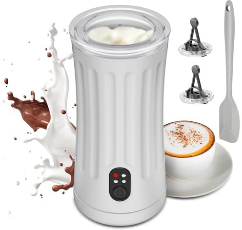 Ovetedot Montalatte Elettrico, Automatico 4 in 1 Cappuccinatore Elettrico con 240 Ml, Schiuma di Latte Calda e Fredda, Montalatte per Caffè, latte, Cappuccino, Macchiato, Bianco Avorio