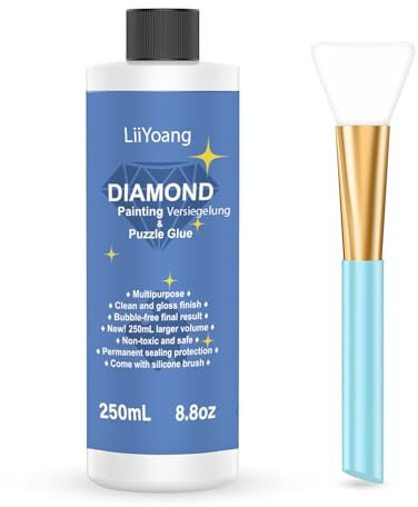 Diamond Painting Versiegelung 250ml, Durchsichtig Kleber Für Strahlend Glitzernde Bilder & Festen Halt Deiner Steinchen Diamond Painting Zubehör