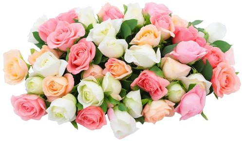 85 Cabezas de Flores Artificiales, Flores Artificiales pequeñas, Cabeza de Flor Artificial, pequeñas Cabezas de Flores artesanales, con 1 Caja de Embalaje, para Manualidades, Bodas, Fiestas, hogar