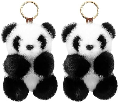 Pack de 2 Pendentifs Panda en Peluche Mignons - Décoration Sac et Porte-Clés Créatifs