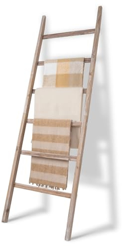 SwaaVee Quilt Ladder 6-Tier Towel Rack, Wooden Decorative Blanket Ladder Shelf for Home Decor, Wall Leaning Farmhouse Quilt Display Towel Holder Organizer for Living Room, Bathroom (24 Wide)