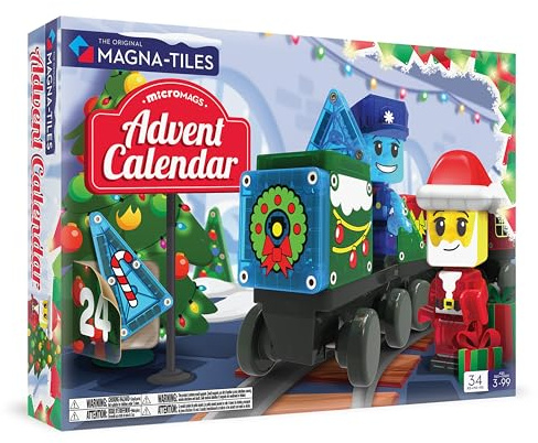 MAGNA-TILES microMAGS Advent Calendar 34-Piece Magnetic Construction Set, The Original Magnetic Building Brand