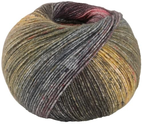 LANA GROSSA Gomitolo Mambo | Flauschig Baumwollgarn mit Streifen-Farbverlauf aus dem Knäuel | Handstrickgarn aus 100% Baumwolle (Bio) |100g Wolle zum Stricken & Häkeln | 240m Garn FB 2032