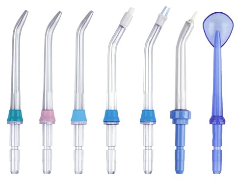Boquillas para Irrigador Dental Aquapik® PRO | Set 7 Boquillas Universales Compatibles | Repuesto Multifuncional | Colores Familiares | Estuche Higiénico