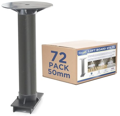 Homemate® Loft Board Stilts - Loft Attic Board Raising Kit for Extra Insulation Storage Raised Flooring Loft Spacing Legs (50mm - 72 Pack)