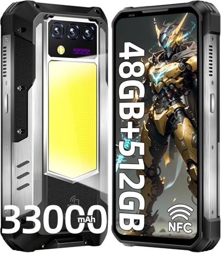 OBA WP100 Titan Smartphone Rugged 5G, 33000mAh, 100 Lumen Projector, 48GB RAM + 512GB ROM, Display 6.8 FHD+, Camera 200MP, Android 14, Large Battery with 66W Charging