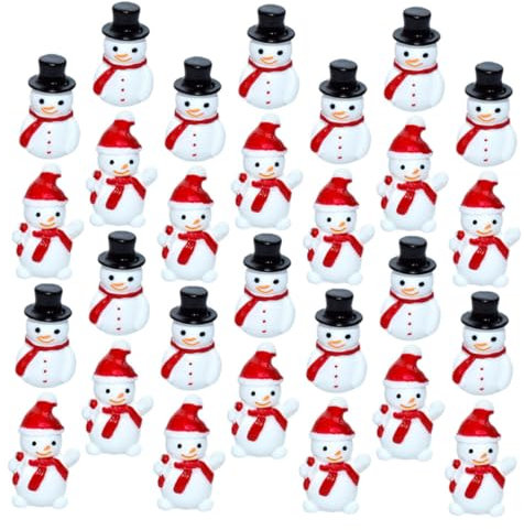 iplusmile 40pezzi Miniature Pupazzi Resina Da Decorazioni Natalizie Resistenti Per Micro Paesaggi Feste e Giardini Design Festivo Con Cappello Nero e Rosso Accessori Te Per Tavolo e Bonsai